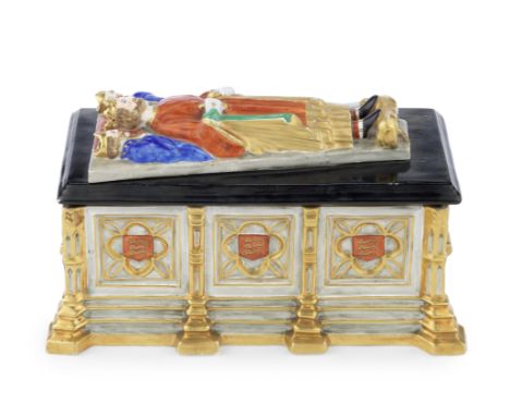 A Chamberlain &amp; Co. 'King John's Tomb' inkstand, circa 1840-45Modelled as a replica of the tomb in Worcester Cathedral, r