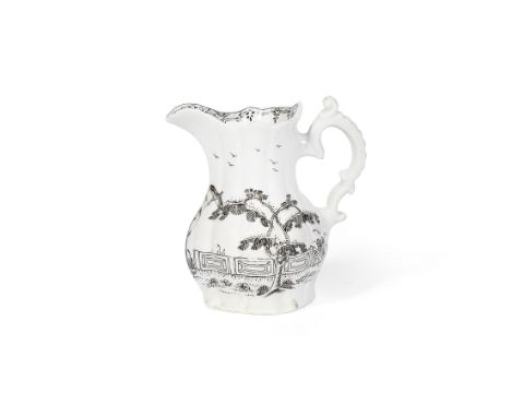 A rare and early Worcester cream jug, circa 1754Of quatrelobed baluster form with a lobed body and a delicate scrolled handle