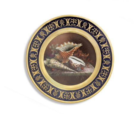 A fine Flight, Barr and Barr cabinet plate by Thomas Baxter, circa 1815The cavetto fully painted by Thomas Baxter with shells