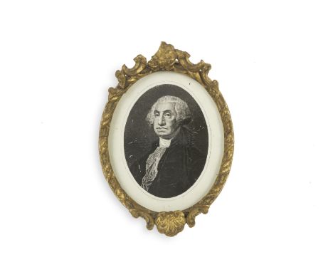 A rare creamware printed plaque, circa 1799Probably Liverpool, of upright oval form, printed in black with George Washington 