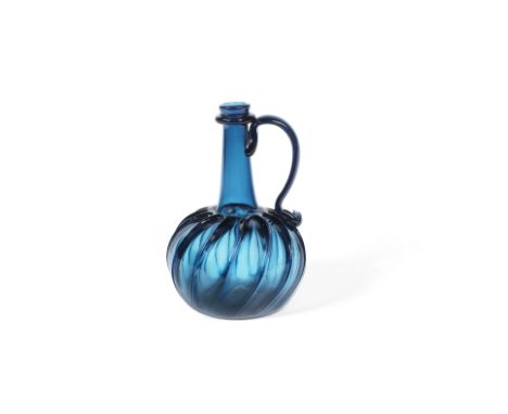 A Dutch moulded serving bottle, late 17th centuryOf rare small size, the Shaft and Globe form coloured in a deep cobalt blue,