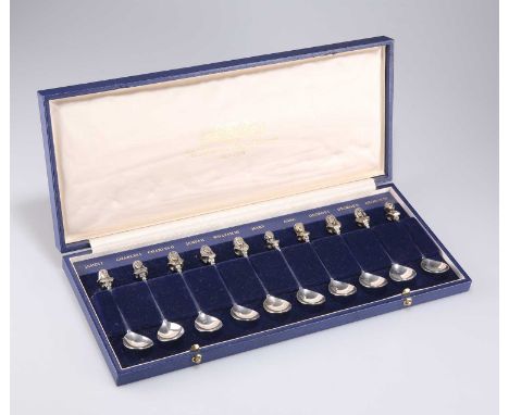 ROYAL INTEREST: A SET OF TEN ELIZABETH II SILVER AND PARCEL-GILT COMMEMORATIVE SPOONS by the Library of Imperial History, Lon