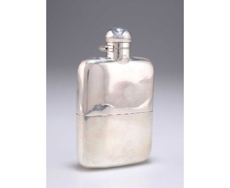 AN EDWARDIAN SILVER SPIRIT FLASK by William Henry Stokes &amp; Arthur George Ireland, Chester 1902, plain rounded rectangular