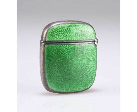 AN EARLY 20TH CENTURY NORWEGIAN SILVER AND GUILLOCHÉ ENAMEL VESTA CASE by David Andersen, '925S', of rounded oblong form and 