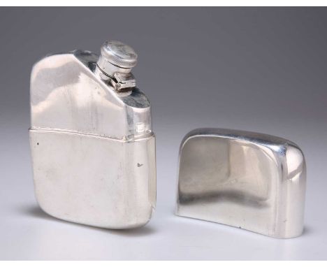 A LATE VICTORIAN SILVER SPIRIT FLASK by Edward Osborn Marples, Chester 1899, rounded rectangular, shaped for the pocket, the 