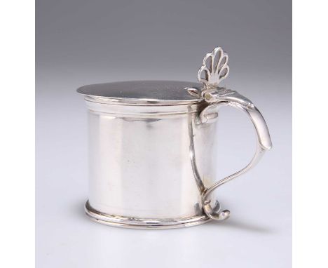 A RARE NEWCASTLE SILVER MUSTARD POT by William Stalker &amp; John Mitchison, Newcastle, c.1780, cylindrical, the hinged cover