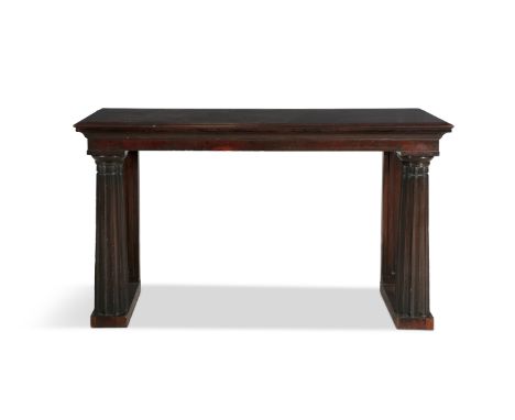 AN IRISH 19TH CENTURY MAHOGANY CONSOLE TABLE, in the manner of Francis Johnson in the Greek Revival style by Strahan of Dubli