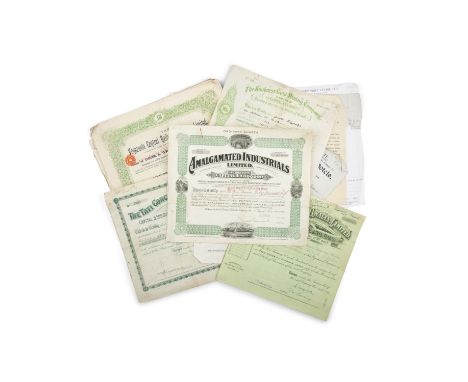 SCRIPOPHILY INTEREST:  A collection of late 19th/early 20th century Bonds and Share Certificates, Mostly relating to the Hon 