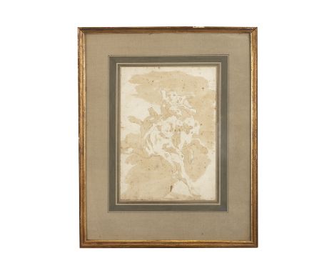 MANNER OF TIEPOLO (16TH/17TH CENTURY) Figures with a chest Pen, ink and brown wash Inscribed number 207 within a blue stamp M