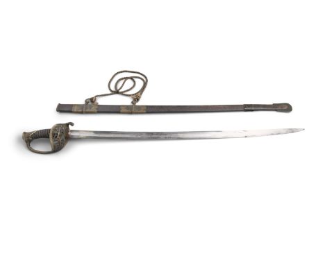 A RARE AMERICAN CIVIL WAR OFFICER'S SWORD AND SCABBARD, engraved James P. Fitch, New York, the original scabbard with engrave