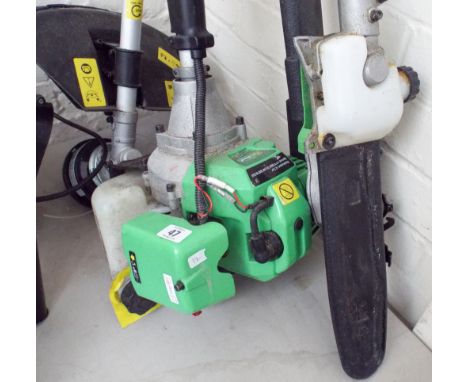 A Florabest petrol engine extending hedge trimmer converts to strimmer etc 