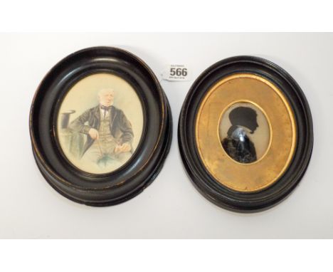 A portrait miniature of 'Sir George Henry Hewett', together with a portrait silhouette 