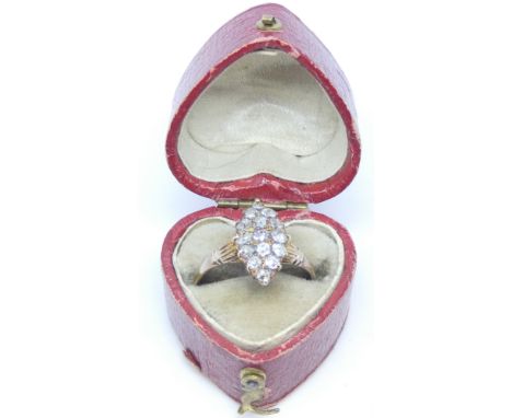 19th century marquise diamond panel ring, ring size O