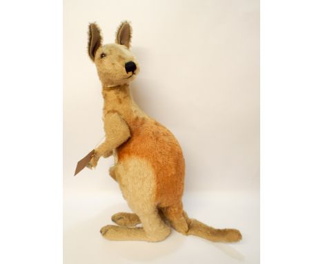 Steiff plush mohair Kangaroo standing 55cms tall button to ear 