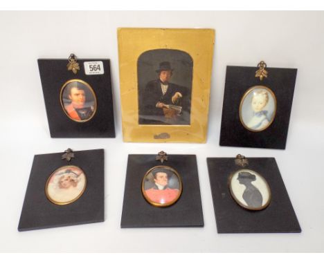 A portrait miniature of Napoleon Bonaparte together with five other miniatures 