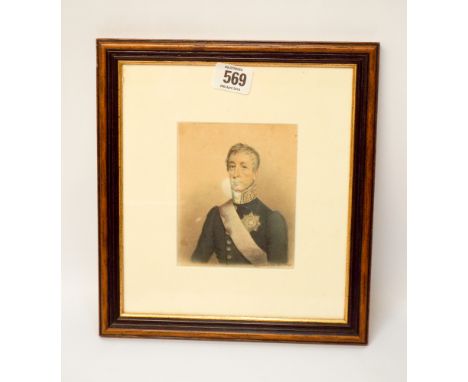 A portrait miniature of the Duke of Wellington watercolour signed and dated 1838