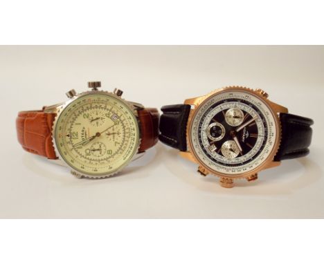 Rotary Chronospeed chronometer on light brown mock croc strap and a Rotary Aquaspeed chronometer