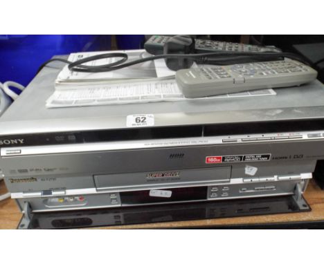 A Sony high definition multimedia interface 1080p upscale DVD recorder and a Panasonic Superdrive cassette 