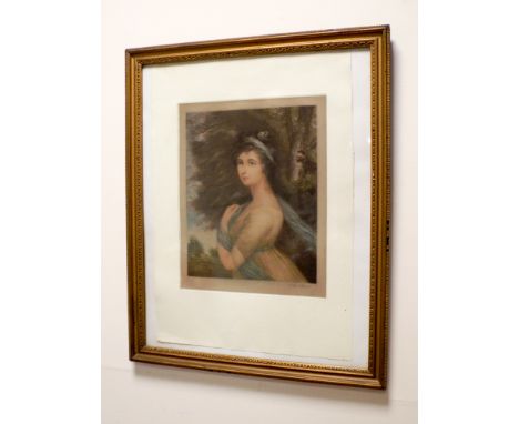 Portrait print of  Lady Langham by J Hoppner RA, signed in pencil Clifford R James the engraver, size of print 12" x 10" 