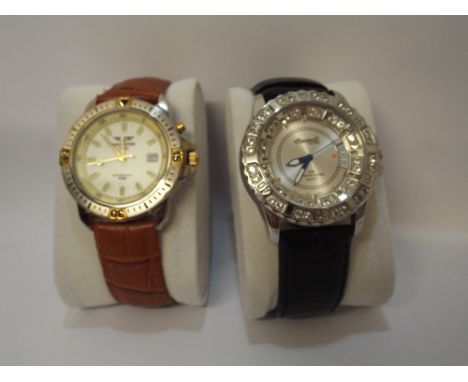 Ingersoll Gems Pilot wristwatch and an Ingersoll Navigator 1892 wristwatch on light brown mock croc strap