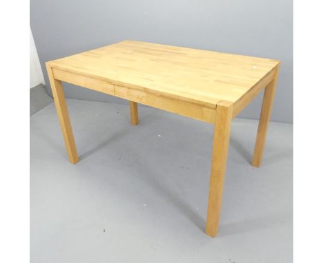 A modern light oak kitchen / dining table. 118x76x75cm.