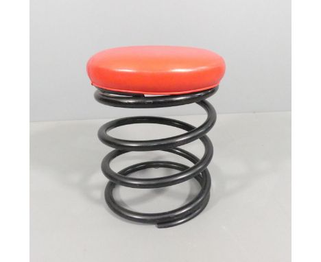 A post-modern stool with heavy spring base, height 50cm Good vintage condition signs of light use