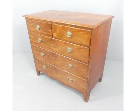 An antique mahogany chest of two short and three long drawers. 101x100x52cm. Top and drawer fronts are mahogany, carcass is p