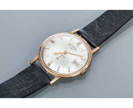 GENTLEMAN'S NINE CARAT GOLD ROTARY WRISTWATCH
signed twenty one jewels manual wind movement, the silvered dial with gilt bato