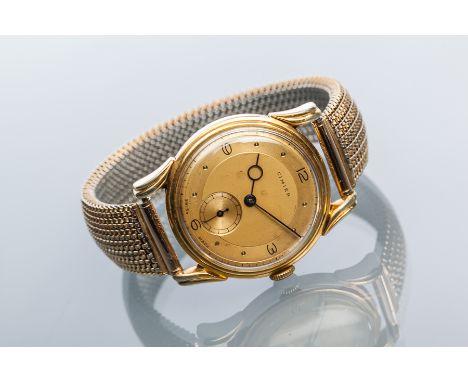 GENTLEMAN'S 1940s GOLD PLATED CIMIER WRISTWATCH
unsigned Swiss made manual wind movement, the signed gilt dial with Arabic nu