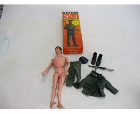 Vintage Palitoy action man action soldier with realistic hair, boxed. 