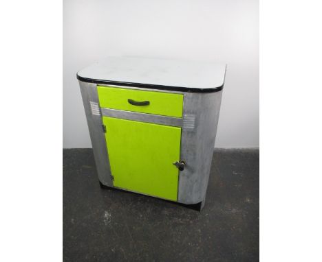 1950's Enamel Top Aluminium Retro Kitchenette cupboard . Could be for a camper H87 x W77 x D50 