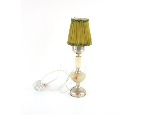 Continental silver 800 grade and onyx 1940/50's table lamp