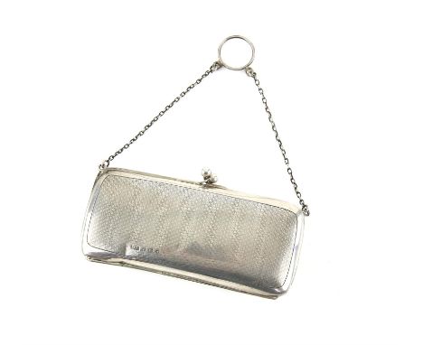 Silver engine turned silver purse by S and Co Birmingham, 1938