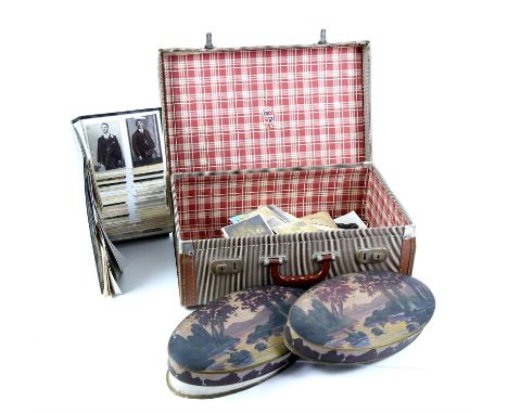 Case of vintage postcards and photographs 