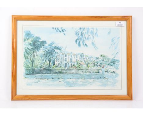 Print after G. R. Rust, 'St Nicholas Abbey, Barbados', framed and glazed, image size 26 x 41cm.