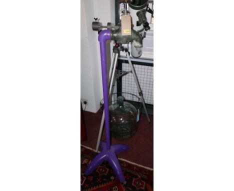 A bespoke made and purple painted industrial Tap standard lamp 