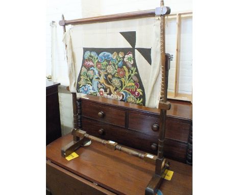 A tapestry frame and worked tapestry for a seat or stool