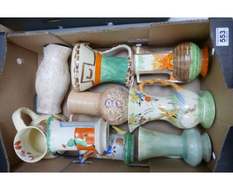 A collection of various Art Deco jugs by Myott, Wadeheath etc (9)