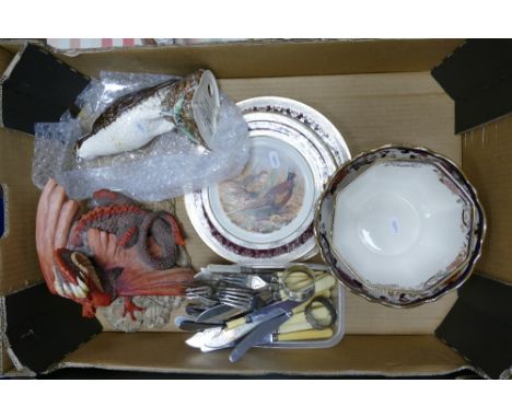 A mixed selection of ceramic items to include two Masons Mandalay bowls and a quantity of silver plated cutlery, silver hallm