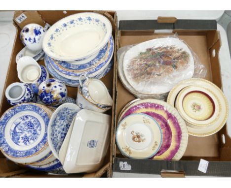 A mixed collection of blue and white ceramic items to include - Grindleys, H & G, Alton, together with Ambassador hand finish