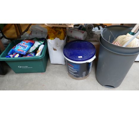 A large mixed collection of industrial and domestic cleaning products to include Finish and fairy washing machine tablets, Du