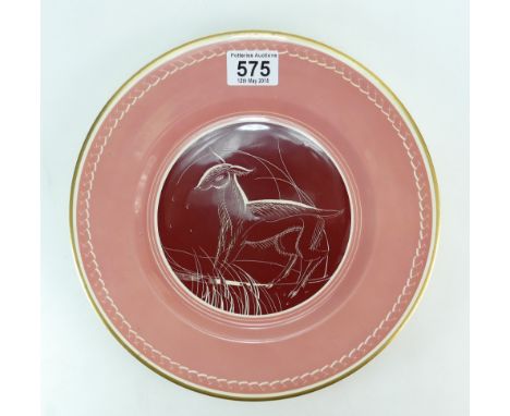 A Susie Cooper production Crown Works wall charger decorated with a stylized deer, diameter 28cm