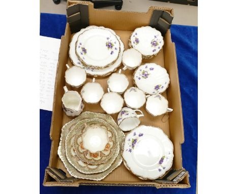A mixed collection of ceramic items to include floral decorated teaware, cups, saucers, side plates and similar Williamson & 