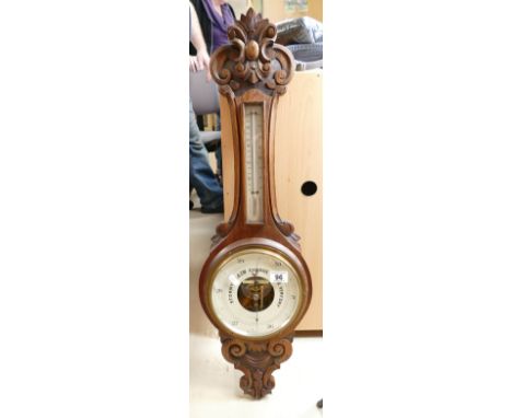 Lloyd Payne & Amiel Victorian carved oak framed wall barometer 
