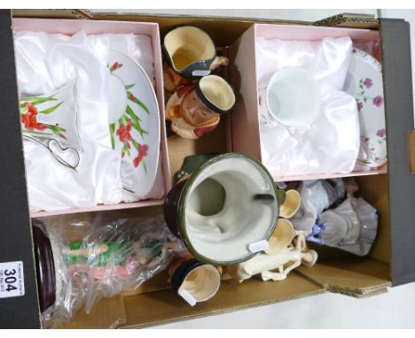 A mixed collection of ceramic items to include - Leonardo branded boxed floral decorated tea cups, SBL and Regal branded lady