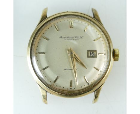 9ct Gold IWC (International Watch Company) gents automatic wrist watch 33mm not inc button, winds ticks and runs down, SCHAFF
