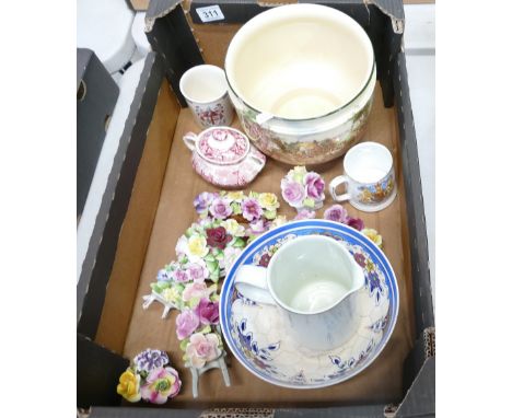A mixed collection of ceramic items to include - large Royal Doulton Rustic England patterned planter (chip), Royal Doulton b