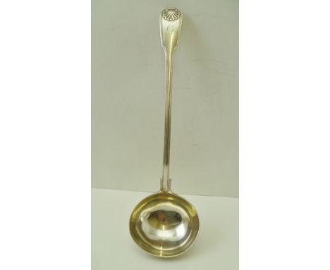 SAMUEL HAYNE AND DUDLEY CARTER A WILLIAM IV SILVER SOUP LADLE, fiddle pattern with cast scallop, bears 'C' monogram, London 1