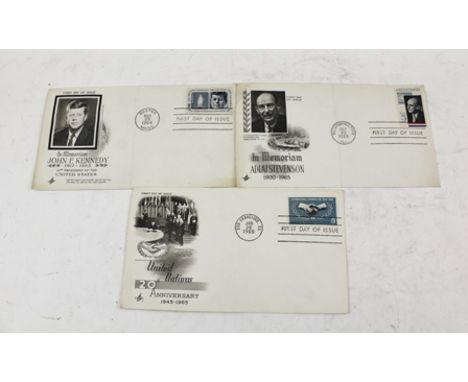 THREE AMERICAN FIRST DAY COVERS, includes John F Kennedy in memoriam, Boston 1964 