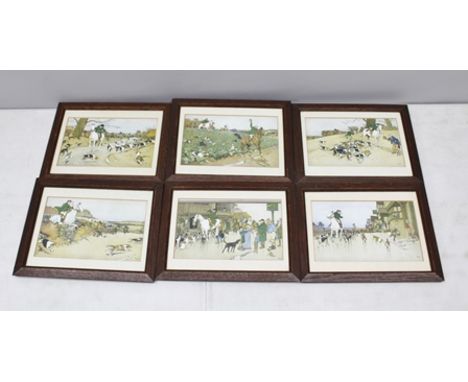 CECIL ALDIN "The Harefield Harriers" a set of six colour prints, - "The Meet at The Hare and Hounds", "The Find", "A Check in